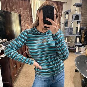 Collina Strada | RHINESTONE CARDIO CREW - TEDDY STRIPE SIZE: Medium